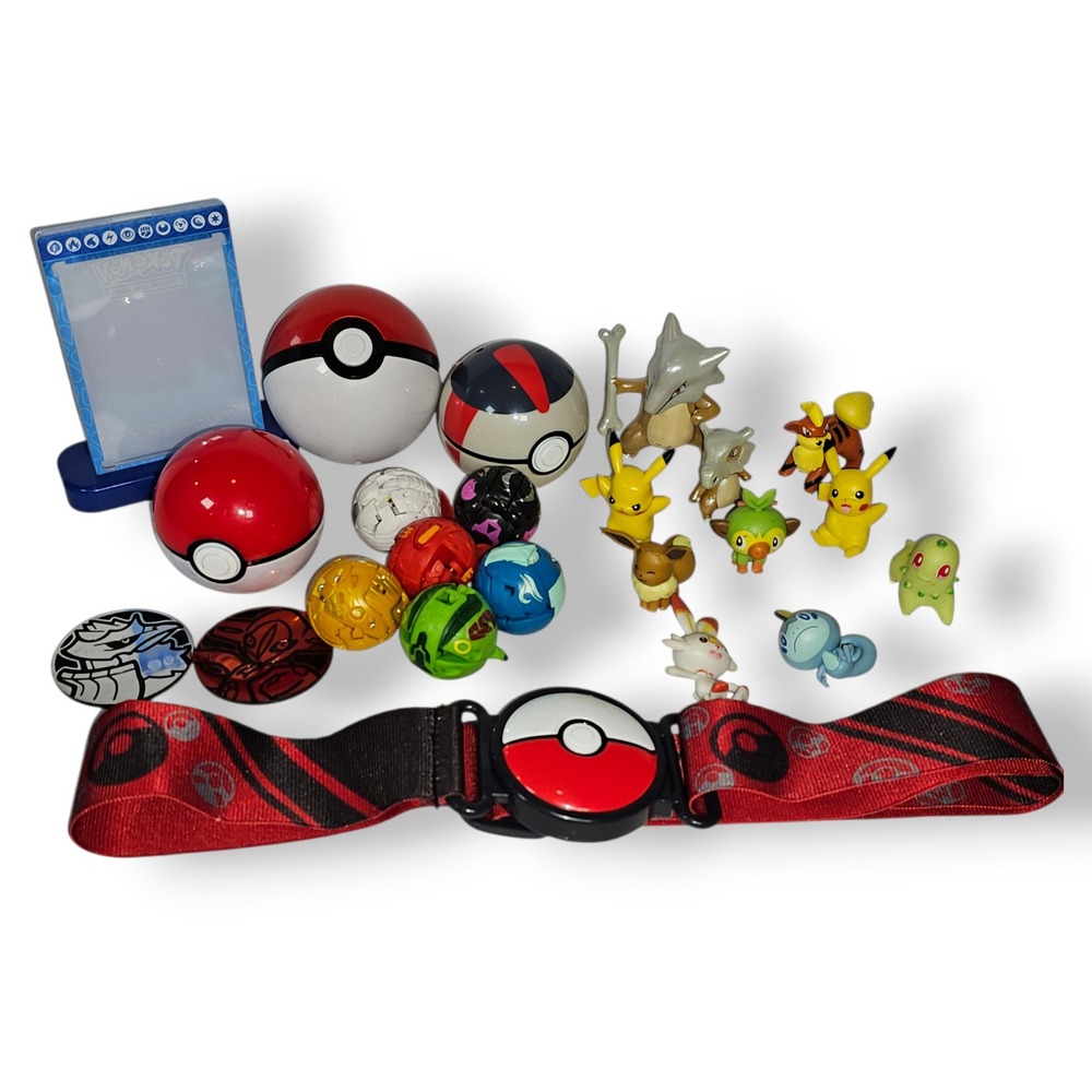Pokemon‎ Figure Lot Poke Ball Adjustable Belt Bakugan Ultra Pro Card Stand Coins